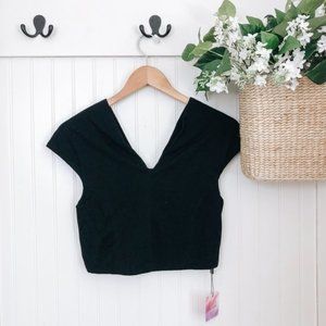 Chicwish Zipper Front Cropped Short Sleeve Top